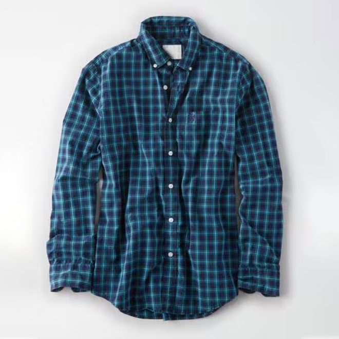 Men Plaid Poplin Button-Down Shirt-BC 33230