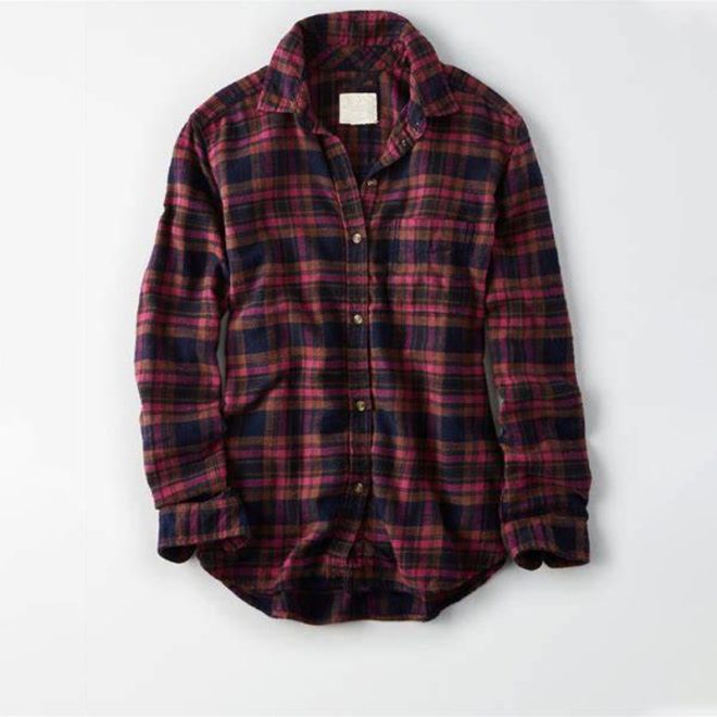 Women's Boyfriend Soft Plaid Button Down Shirts-BC 33238