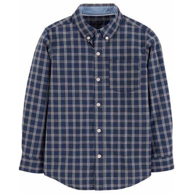 Boy Checkered Poplin Button-Front Shirt-BC 33242